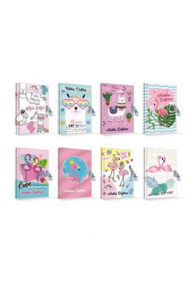 ÇINAR DEFTER Çınar Uni Note Locked Diary & Memory Book Flamingo Couple