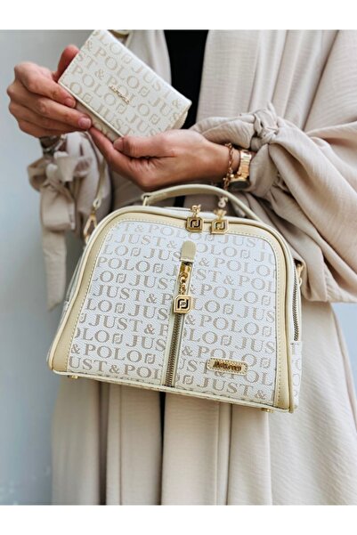 Just Polo Tan Women's Bag and Card Holder Set