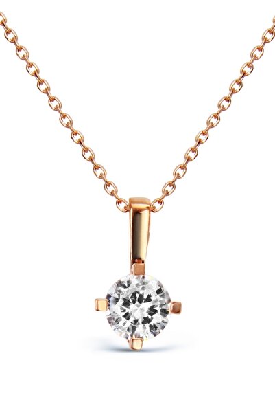 Argentum Concept 925 Ayar Gümüş Rose Tek Taş Kolye - N101601