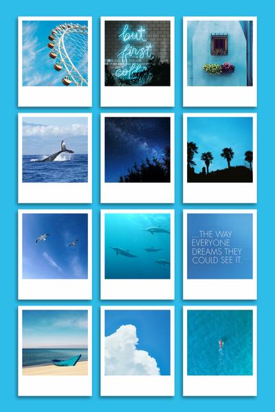 Özer Store Набір з 12 декоративних карток з синьою тематикою