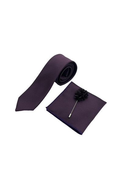 Brianze Plum Tie Handkerchief Collar Flower Set
