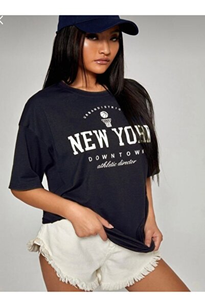 LOUİSA Oversize Unisex Μαύρο μπλουζάκι New York