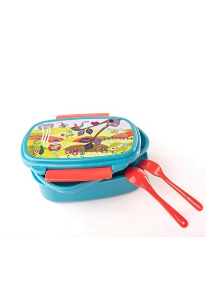 OOPS Küçük Dünya Desenli Mavi Beslenme Kabı