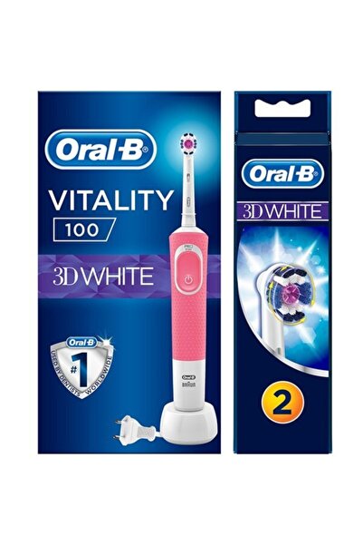 Oral-B Vitality 100 3d White Pembe Şarjlı Diş Fırça+2'li Yedek Başlık