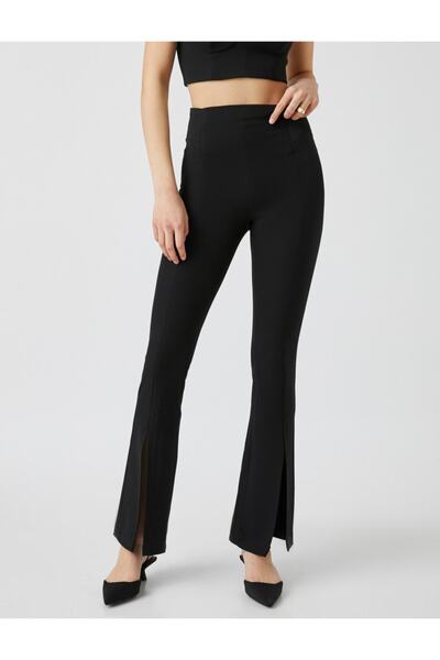 Koton Flared Leg Trousers with Slits on the Legs