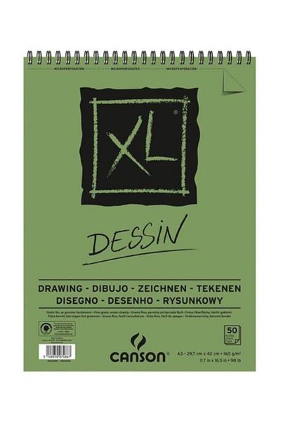 Canson XL Drawing Dessin Spiral Light Grain 160g 50 Sheets A3