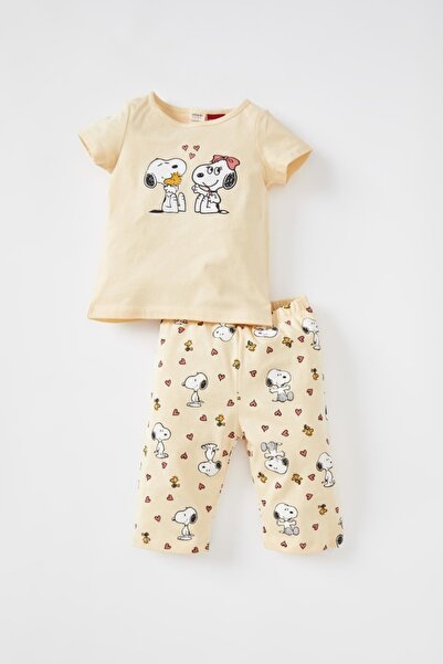 DeFacto Baby Girl Snoopy Short Sleeve Cotton Pajama Set
