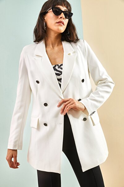 Bianco Lucci Women's Circle Buttoned Atlas Jacket