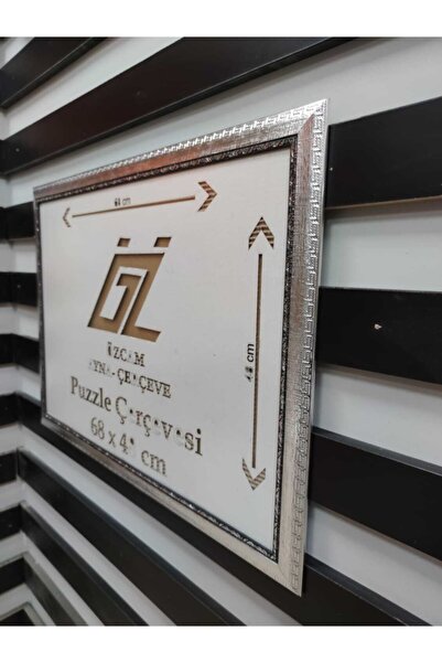 Özcam Ayna Ve Çerçeve 48 X 68 Gümüş Siyah Desenli Puzzle Poster Ve Resim Çerç...