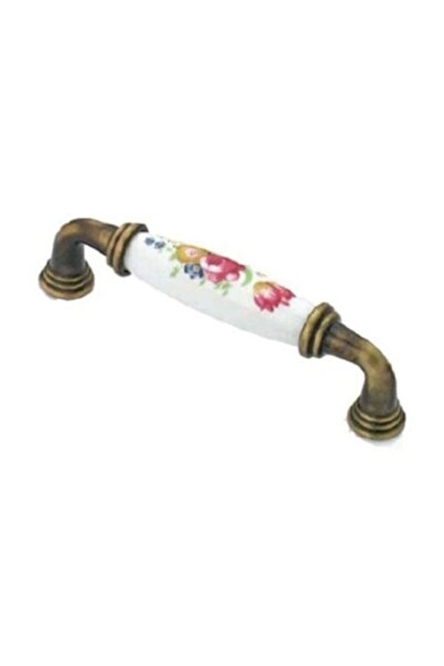 HAN Porselen Kırmızı Gül Desenli Lüks Porselen Kulp Ayaklar Antik Sarı 96 mm