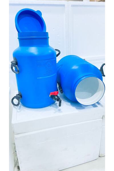 yağmur plastik 40 Litre Varil Bidon Süt Güğümü Geniş Musluklu Içi Beyaz Kapla...