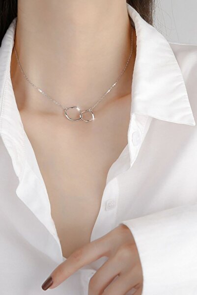 Dmn telkari Silver Iç Içe Halka Model Gümüş Kolye