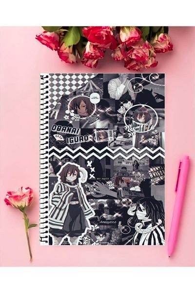 animeandyourworld Obanai Iguro Anime Patterned Notebook - 1 Piece, A4 Size (21*29 cm), Ring No Line Large Size