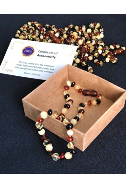 Budakoğulları Gümüş Orijinal Sertifikalı Damla Kehribar Bebek Çocuk Diş Nazar Ve Sağlık Kolyesi