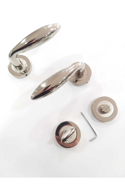 ARON Sofuoğlu Lux Zamak Yunus Round Rosette Nickel - Satin (bathroom-wc) Door Handle