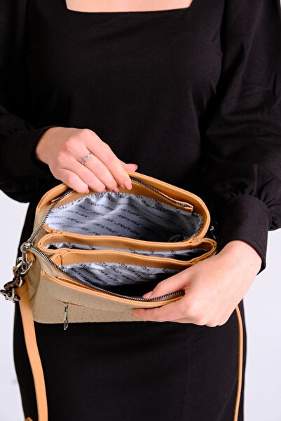 Just Polo Kadın Vizon Taba Gofraj Baskılı Just & Polo Desenli Fermuar Kapama ...