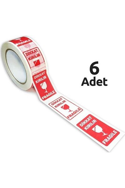 Hediyeleşin Attention Breakable Parcel Packaging Glue Tape 45 MmX 100 Meters - 6 Pieces