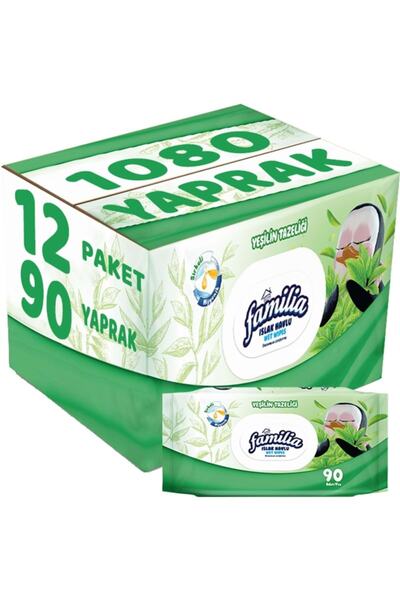 Familia Wet Towel Wipes Freshness of Green 90 Sheets Set of 12 with Plastic Cover 1080 Sheets