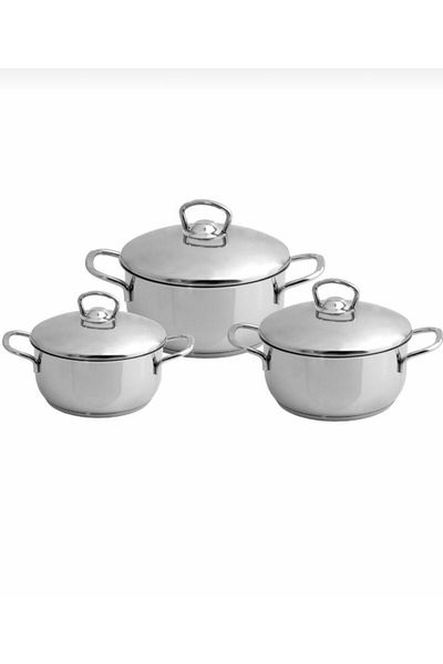 Sole Samira 3-Piece Steel Lid Pot Set 16cm, 18cm, 20cm - Free Shipping