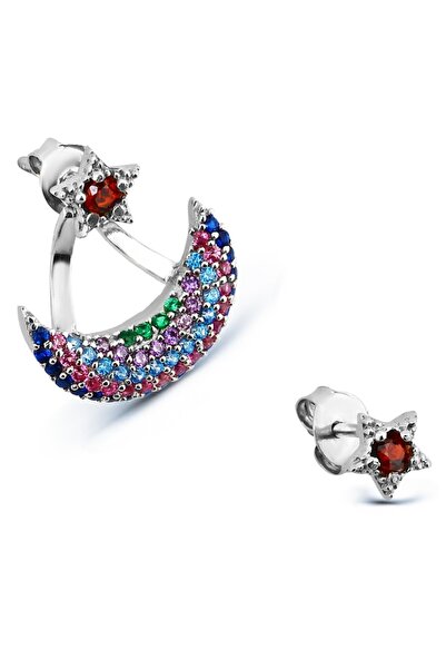 Argentum Concept 925 Ayar Gümüş Tasarım Ay-Yıldız Küpe - K047201