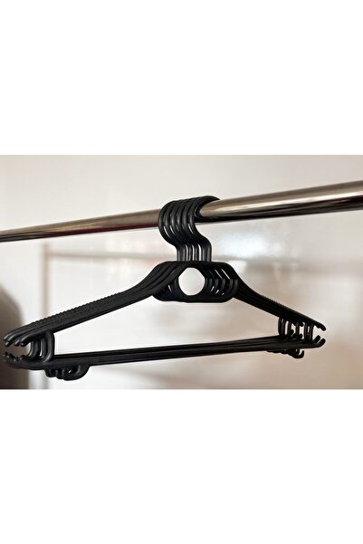 Olgun Home Elbise Askısı 12 Adet Siyah Çentikli Kırılmaz Geniş Askı 38cm Tırt...