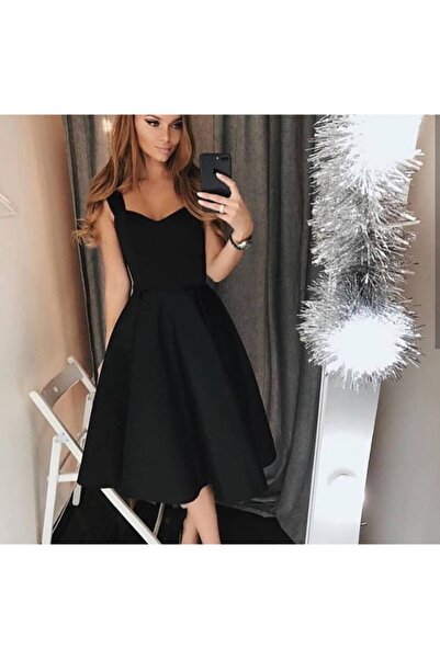 Styling Park Kabarık Kumaş Askılı Midi Elbise