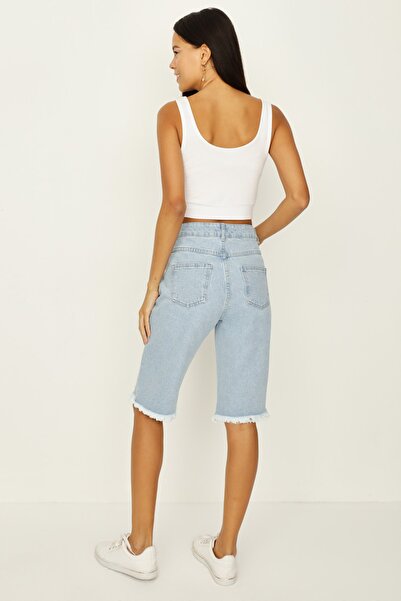 Select Moda Жіночі сині рвані деталізовані бермуди