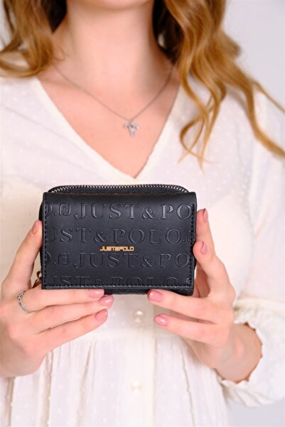 Just Polo Women's 6 Card + 1 ID Compartment Embossed Printed Vegan Wallet wit...