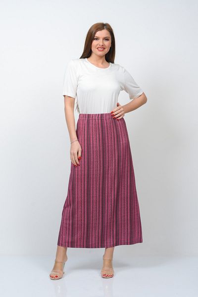 TUSSE Ethnic Patterned Combed Cotton Elastic Waist Pencil Large Size Skirt