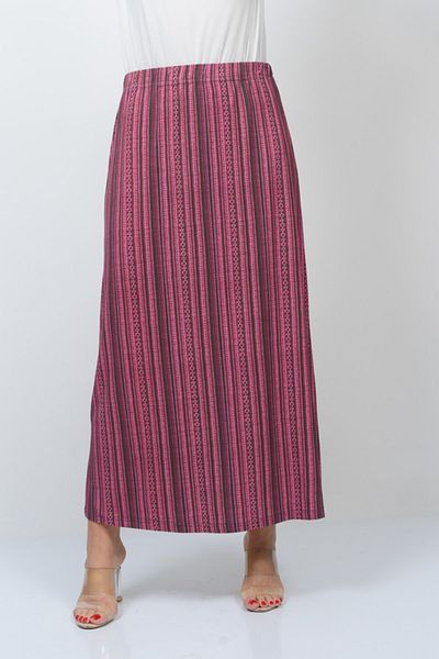 TUSSE Ethnic Patterned Combed Cotton Elastic Waist Pencil Large Size Skirt