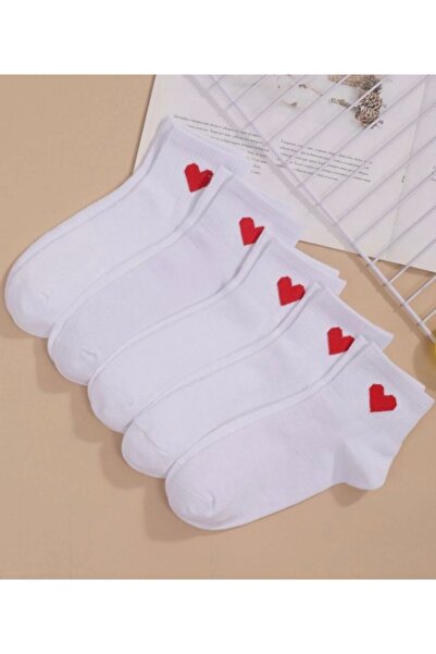 footmania Σετ γυναικείες κάλτσες 5" με διπλό λευκό σχέδιο καρδιάς