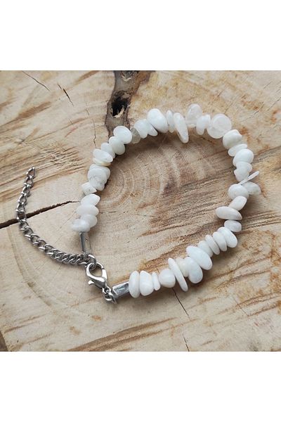 ByKolyeucum Natural Moon Stone Natural Broken Stone Women's White Bracelet