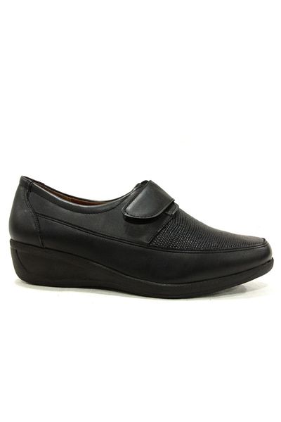 Polaris Black Velcro 5 Point Orthopedic Women's Shoes