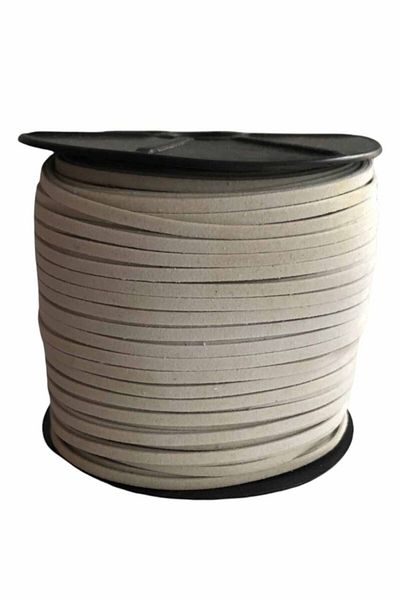 alfa tasarım atölyesi Snur din piele intoarsa, 3 mm - culoare alba, margele de ruga, bratara, sfoara de colier (3 metri)