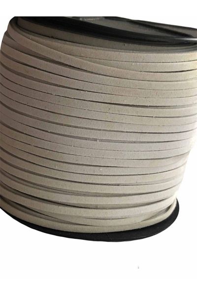 alfa tasarım atölyesi Snur din piele intoarsa, 3 mm - culoare alba, margele de ruga, bratara, sfoara de colier (3 metri)