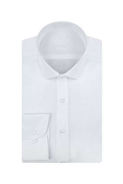 SÜVARİ Λευκό ανδρικό πουκάμισο Slim Fit
