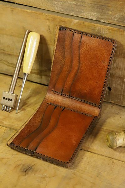 New Coast Leather 1900's Ανδρικό πορτοφόλι καφέ από γνήσιο δέρμα χειροποίητο δέρμα