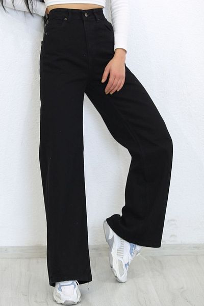 Trn JNS Pantaloni Palazzo Extra High A.c.a.i.p S.o.l.m.a.z negri largi (SUPER HIGH NON-FADE)