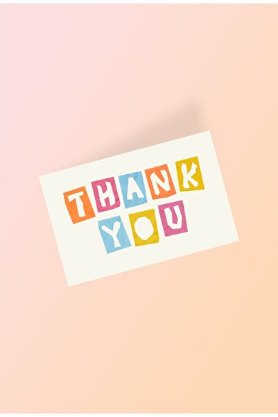 Foldart Thank You Yazılı Teşekkür & Tebrik Kartı - 5,5cm X 8,5 Cm - 100 Adet