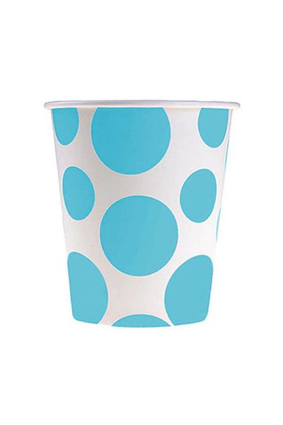Roll-Up Turquoise Mixed Polka Dot Paper Cup