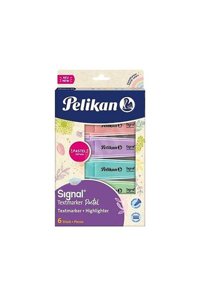 Pelikan Signal Textmarker 6-Piece Pastel Colors Highlighter Set Marking Pen