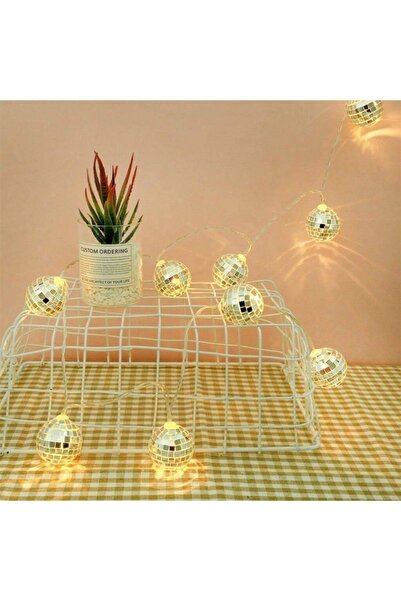 Genel Markalar Mini Disco Topu Şeklinde Dekoratif Pilli Led Gece Lambası 10 Lu