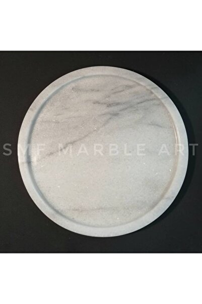 Sümeyra Marble Art Wentano - Dekoratif Yuvarlak Mermer Sunum Tepsisi 25cm