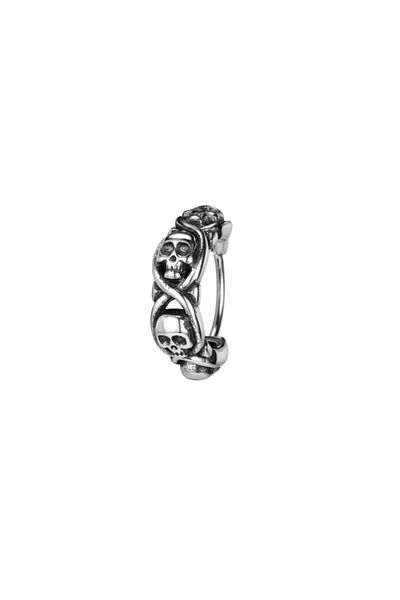 northstarshop Gothic Skull Hoop Vintage Biker Snap-On 316l Steel Men's Earring Single