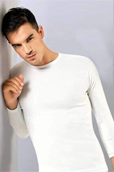 Tutku Men's White Long Sleeve Undershirt 3 Pieces