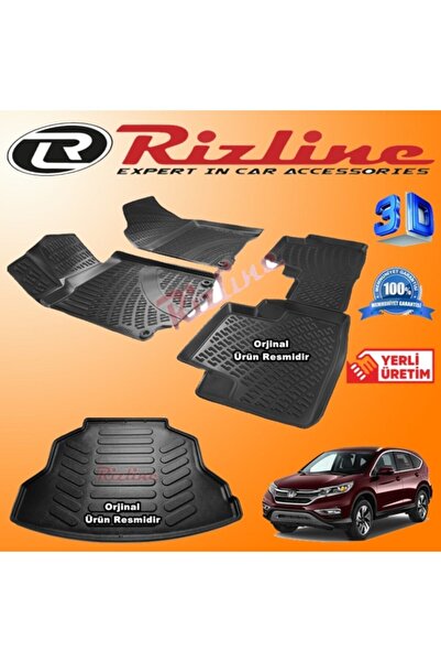 Rizline - Honda Crv 3d Paspas + 3d Bagaj Havuzu 2013 - 2017 Arası Siyah Set