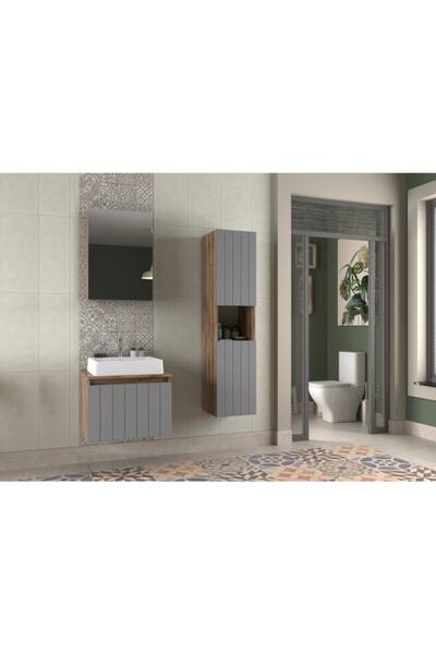 BIANI Nevada 60cm Mat Antrasit Banyo Dolabı