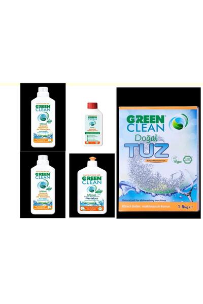 Green Clean 2 قطعة جل منظف وملح - طقم غسالة أطباق للتلميع والتنظيف