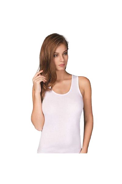 Berrak Tricou cu bretele din bumbac alb pentru femei
