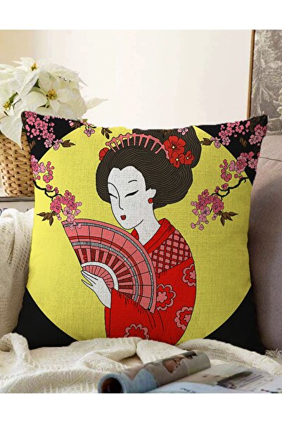 Realhomes Dvostrana navlaka za jastuk sa cvetnim uzorkom i motivom japanske d...